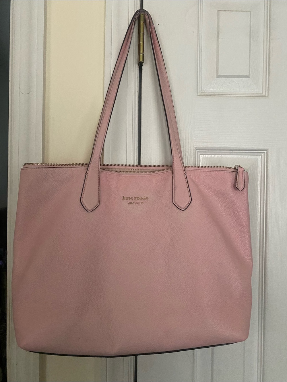 kate spade Blush Pink Leather Tote with Top Zip